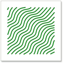 Waves (Green), original three dimensional geometric design wall relief 