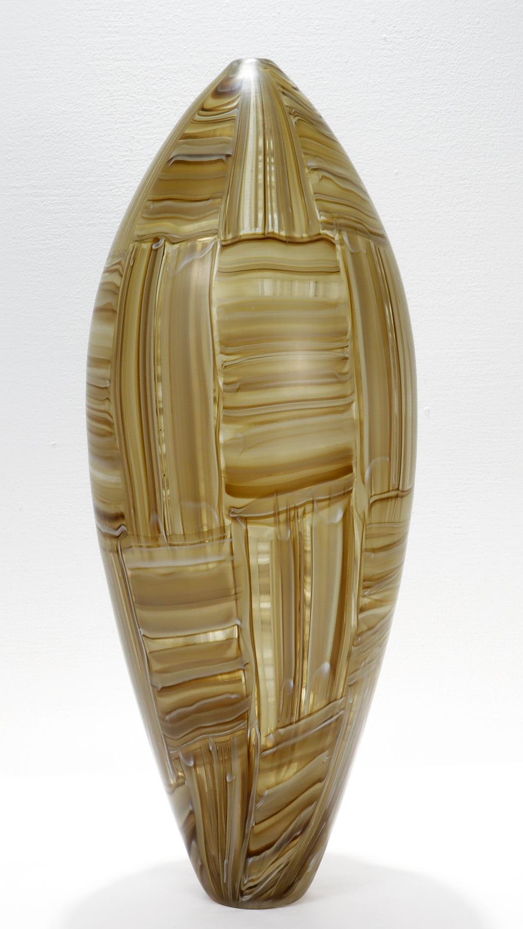 American Chuck Lopez Blown Murrine Patchwork Art Glass Vase Entitled 