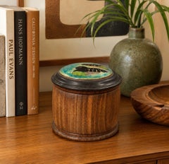 Chuck Luebbers Lignum Vitae and Ebony Covered Box with Enamel Bird Lid