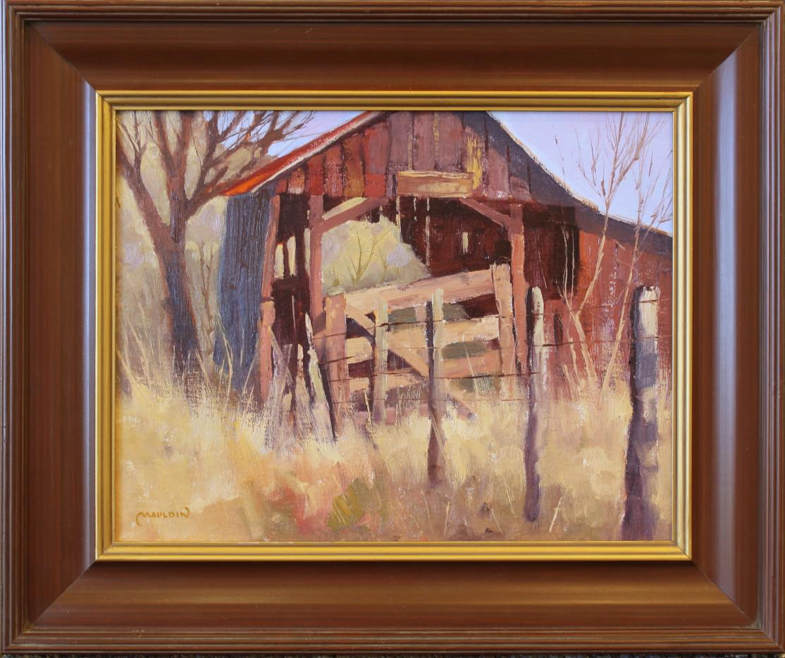 "BARN TO LAST" TEXAS LANDSCAPE NEAR FREDERICKSBURG 21 X 25 FRAMED OPA Member