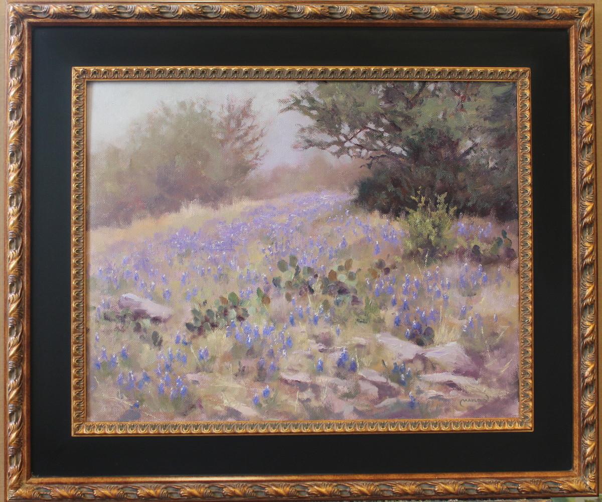 CHUCK MAULDIN Landscape Painting - "MARCHING IN" TEXAS HILL COUNTRY BLUEBONNETS