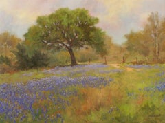 "PASTURE BONNETS" TEXAS BLUEBONNETS NEAR FREDERICKSBURG 25 X 31 FRAMED OPA Membe