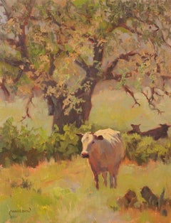 "SPRING IN HER STEP" TEXAS CATTLE FREDERICKSBURG 22 X 18 FRAMED OPA Member. COW