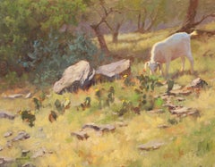 « LE JARDINIER » CHÈVRE DU TEXAS AU PÂTURAGE 29 × 37 (encadré) Membre de l'OPA. I HILLE DU TEXAS