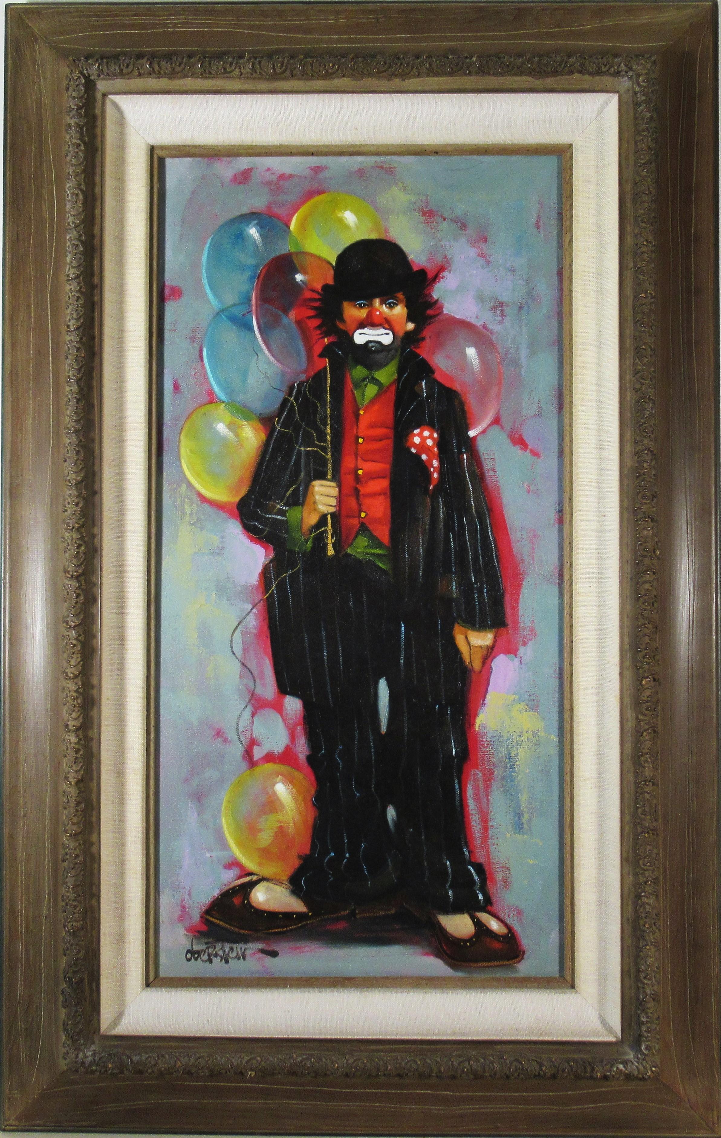 Chuck Oberstein Figurative Painting - Clown with Balloons