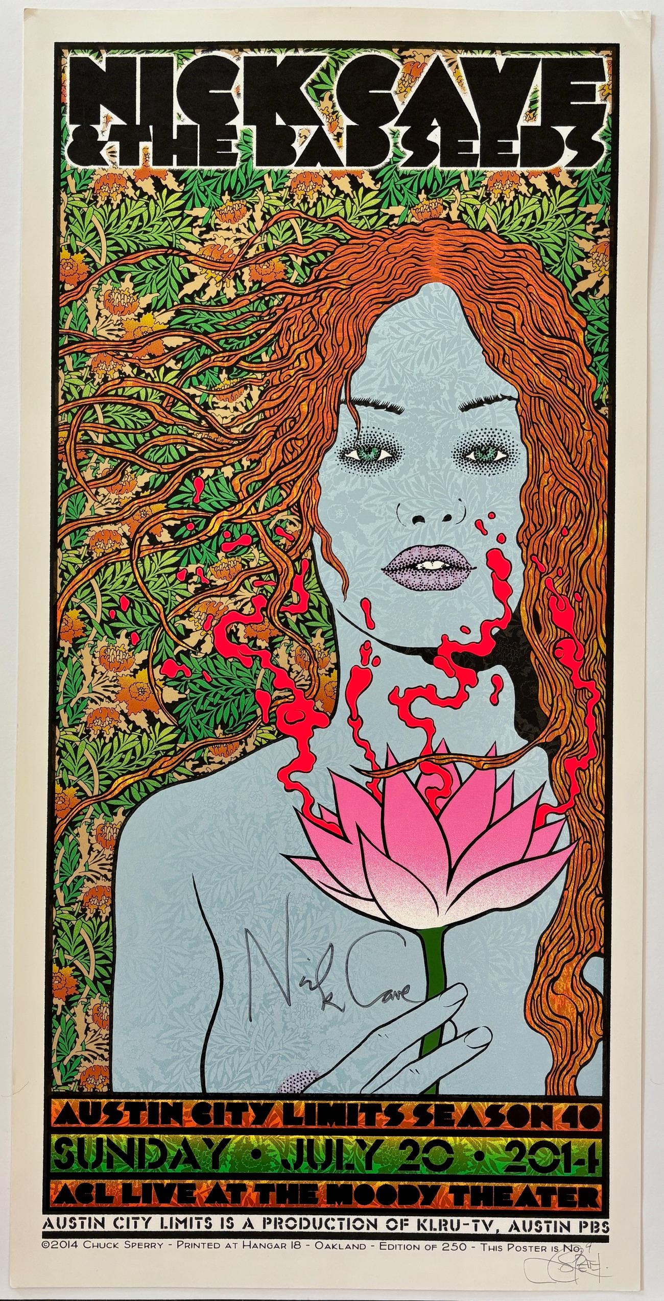 Nude Print de Chuck Sperry - Cartel original firmado de Nick Cave and the Bad Seeds - Austin City Limits