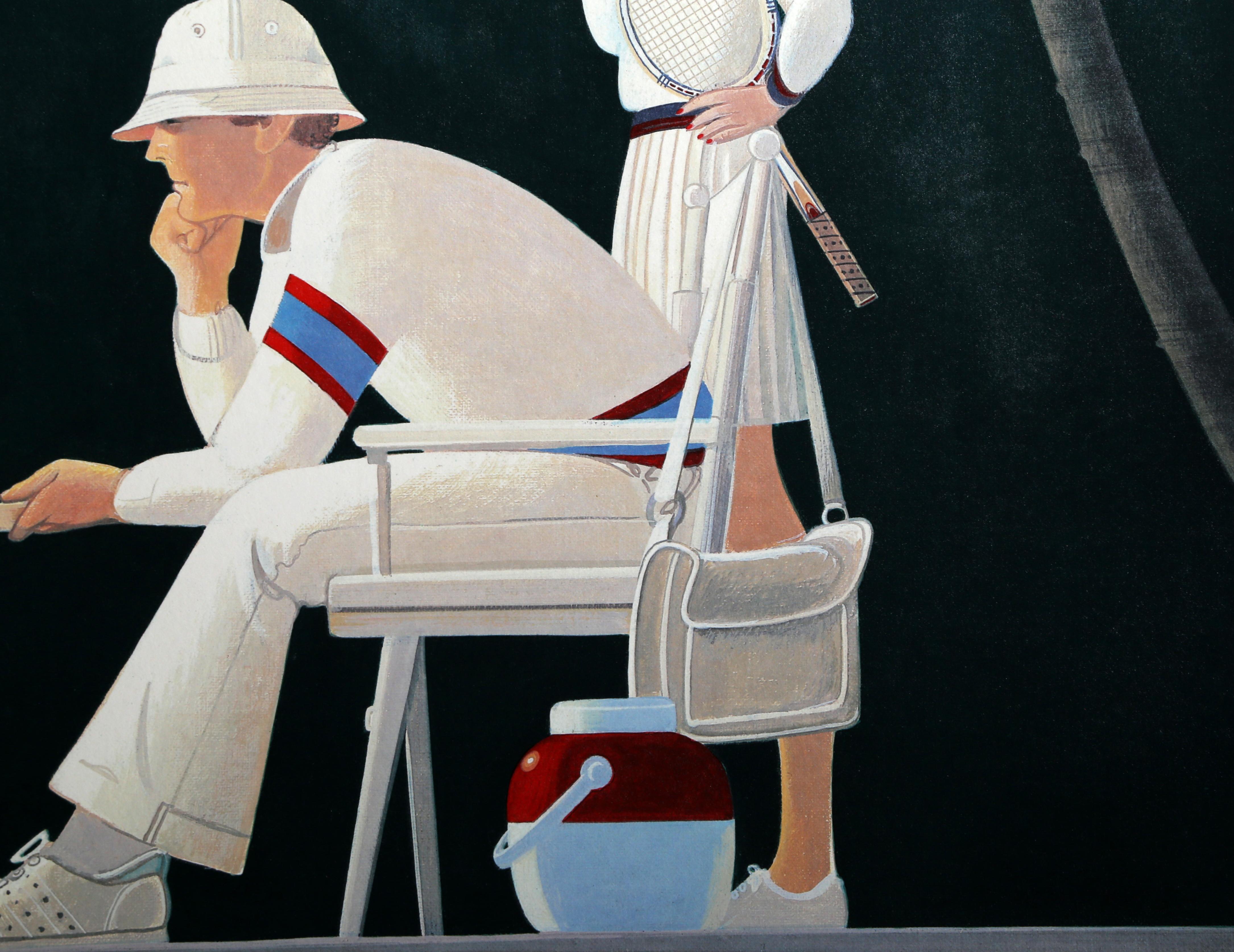 Tennis, Art Deco Lithographie von Chuck Wilkinson im Angebot 1