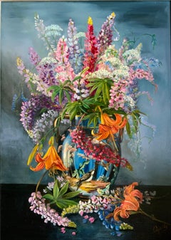 Flowers in a blue vase