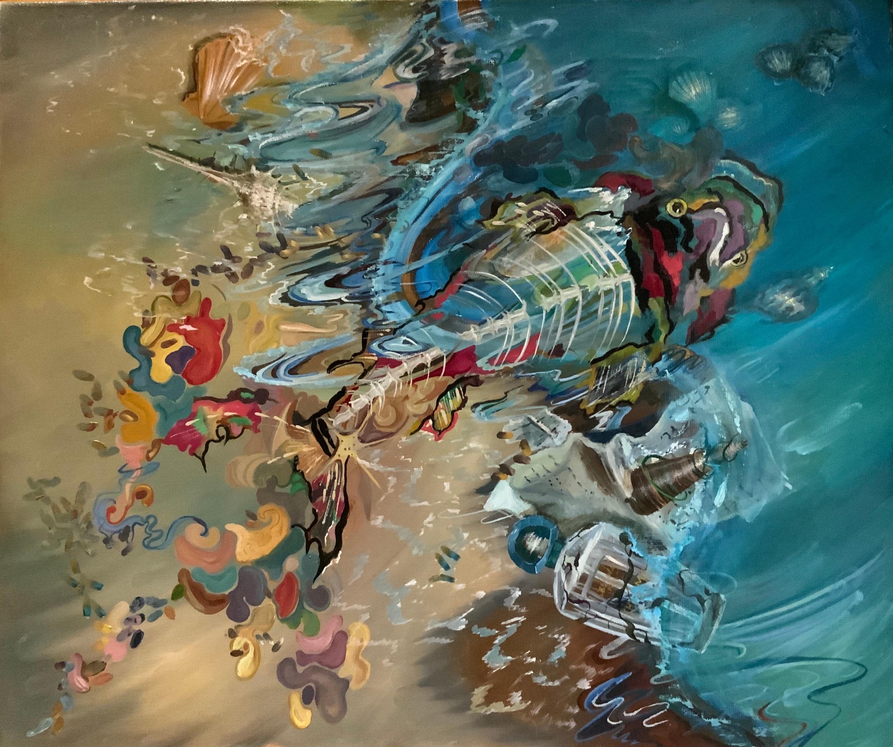 Landscape with a fish  - Painting by Chulkova Elena