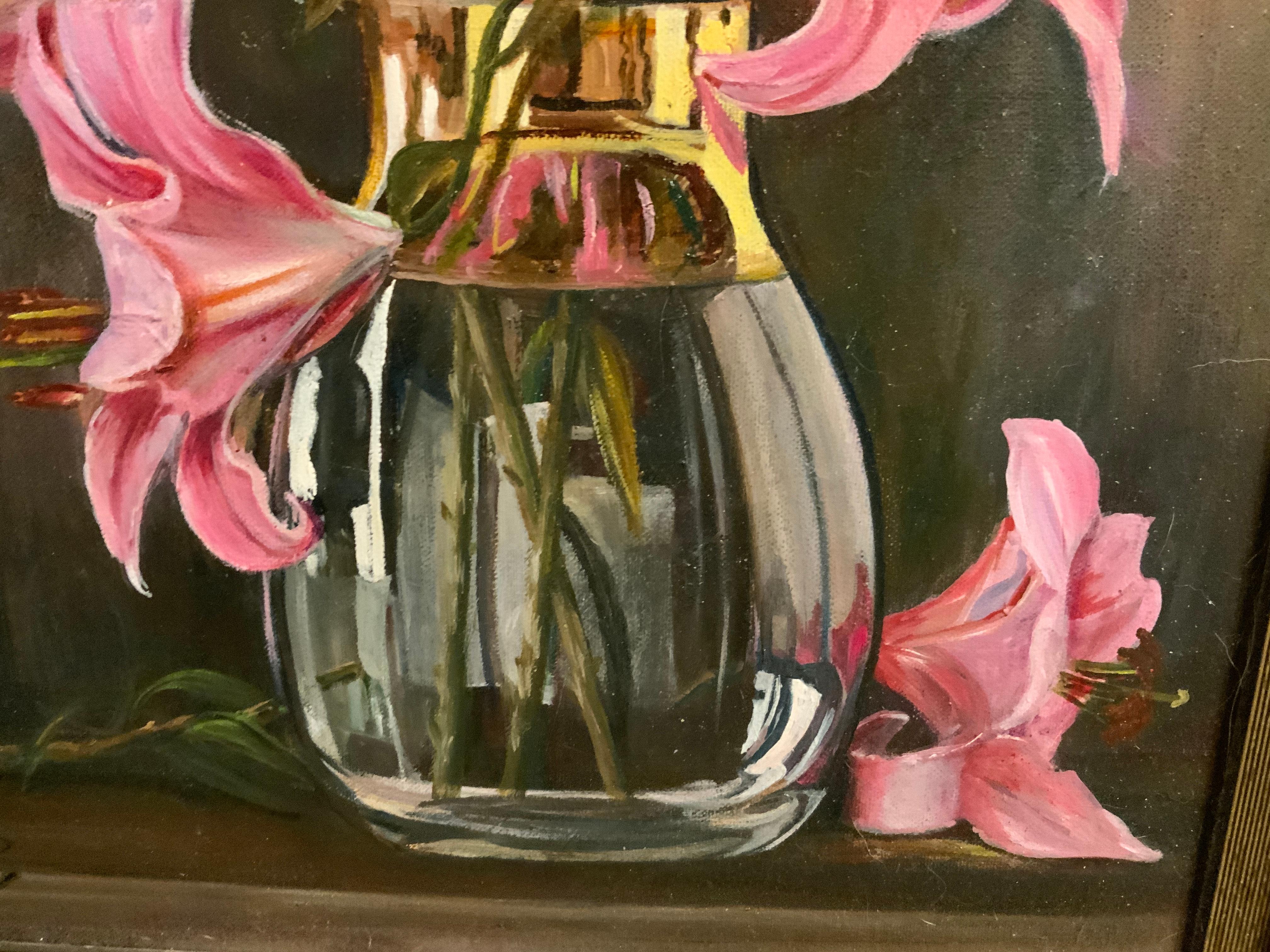 The still life is made up of blooming lilies grown in my garden, but I didn't cut them, I just watched. They seemed so incredibly exquisite and beautiful that I wanted to put them in a vase, not competing with them, but emphasizing their beauty. The