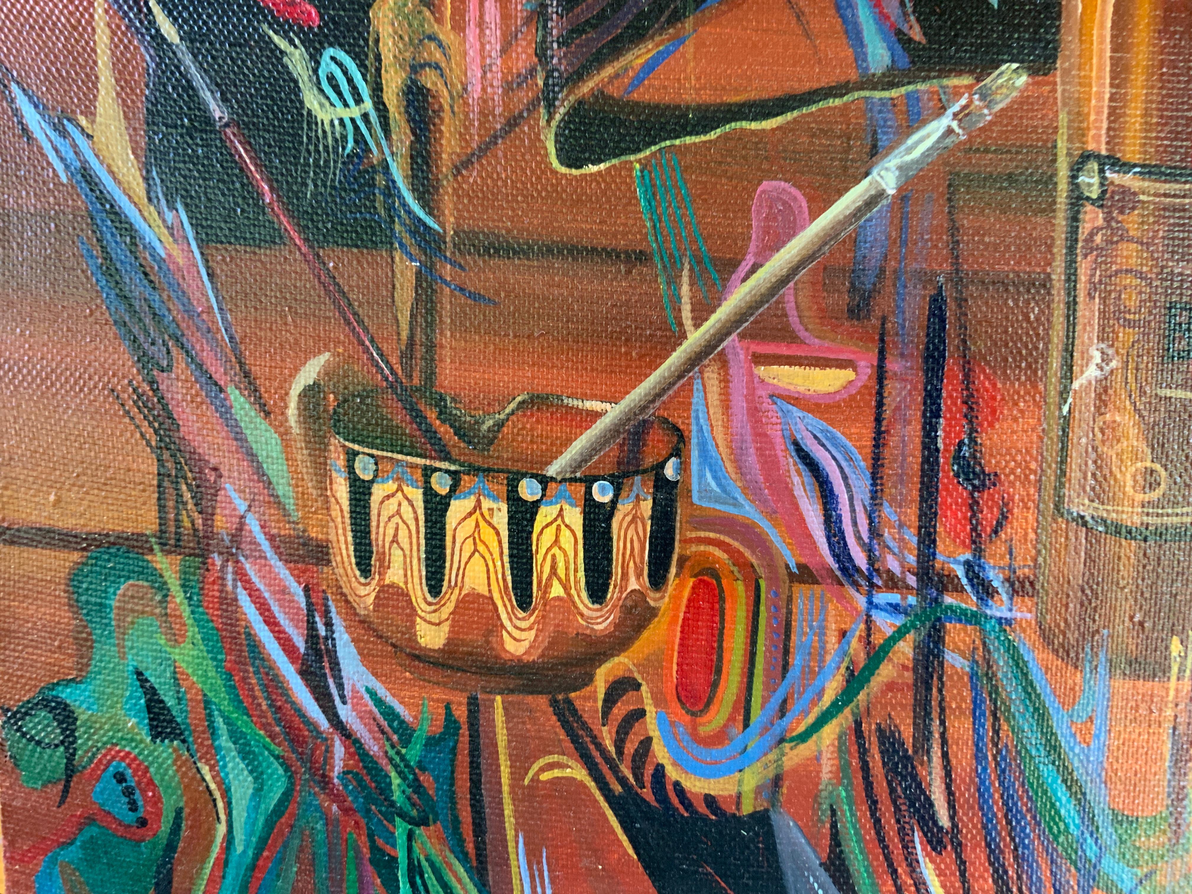 Stillleben mit unnötiglichen Gegenständen (Braun), Interior Painting, von Chulkova Elena
