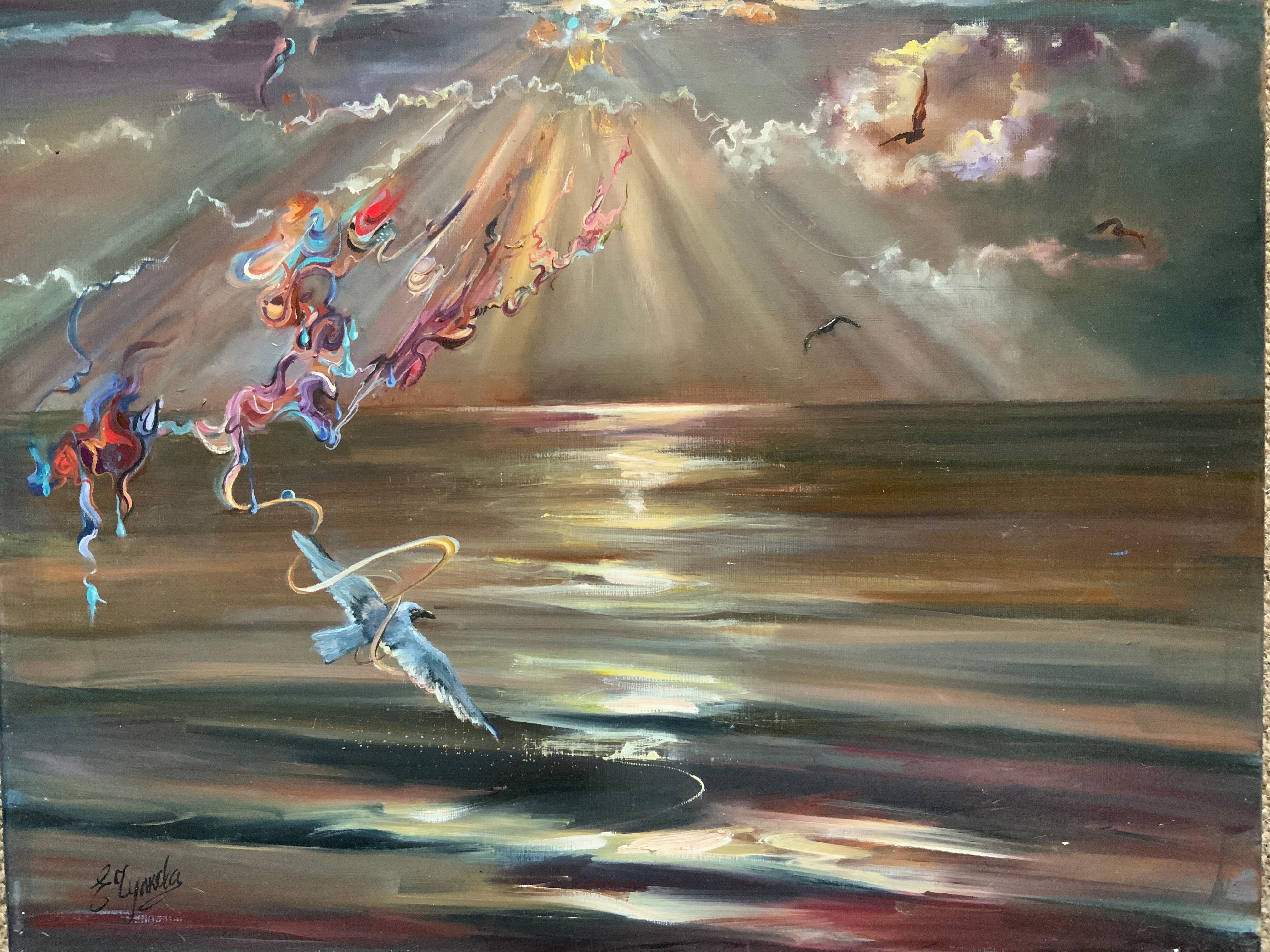Sunset - Abstract Expressionist Painting by Chulkova Elena