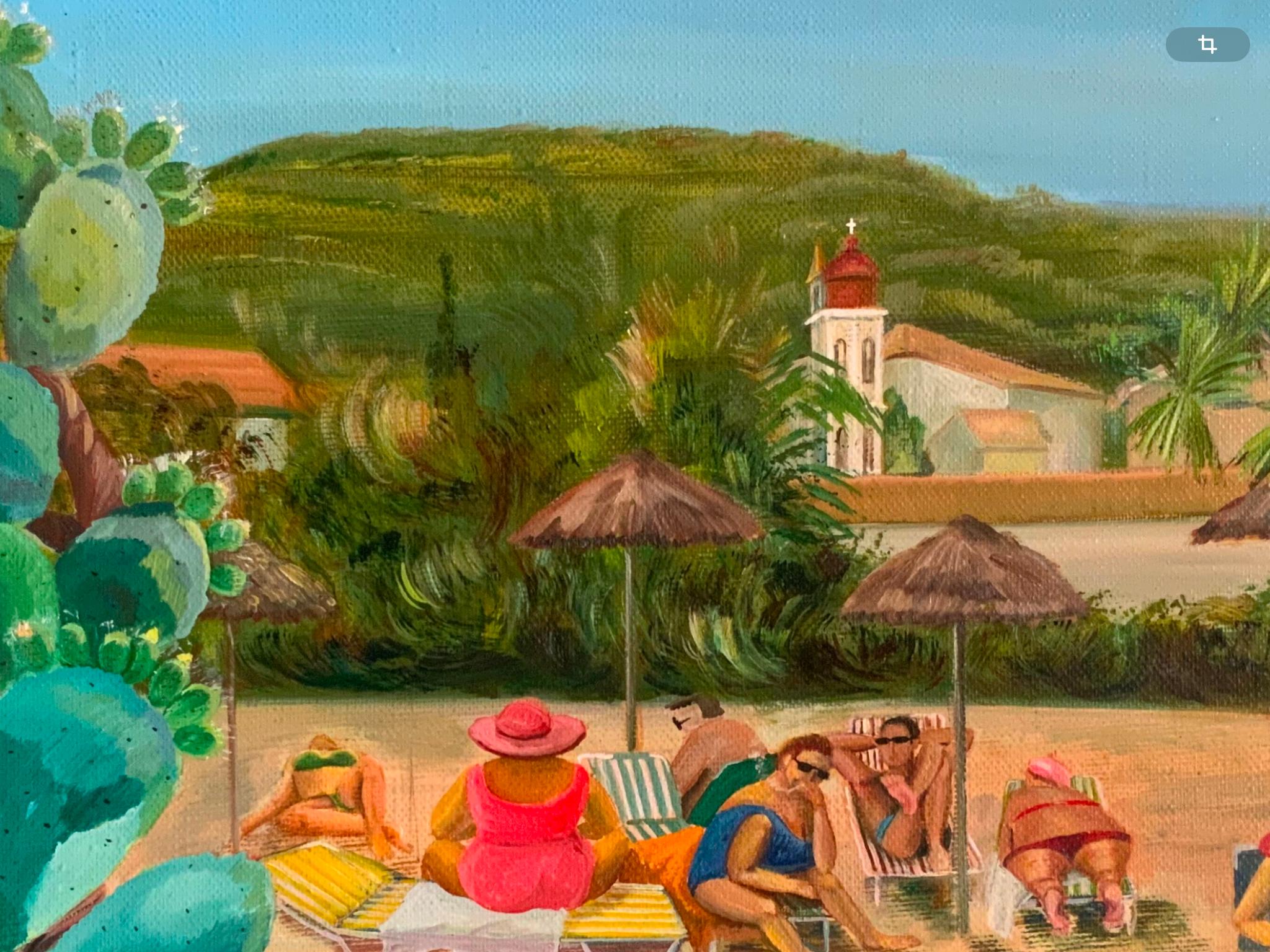 La spiaggia di Corfù - Landscape Painting Grigio di Chulkova Elena
