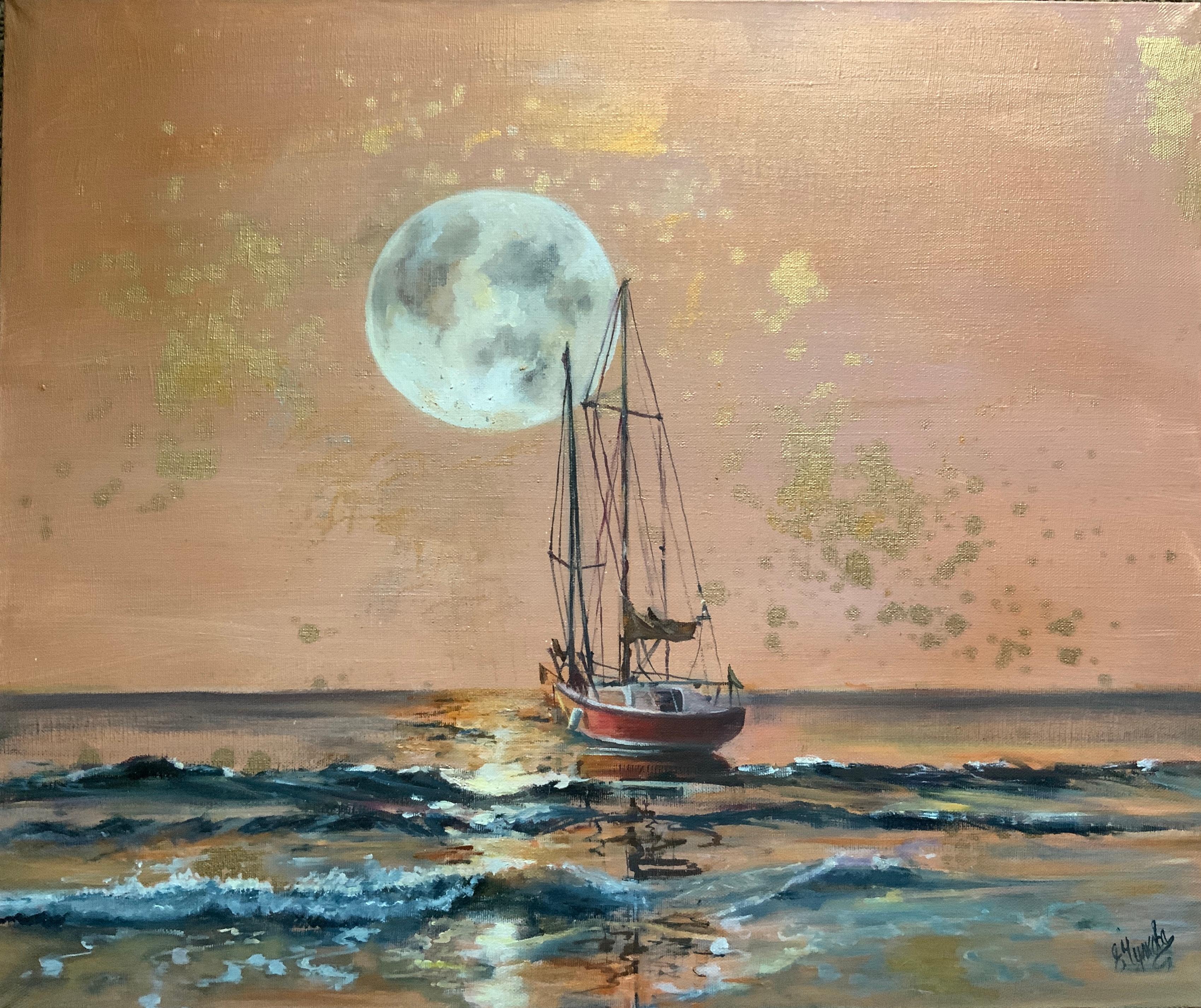El viaje. paisaje marino pintura original