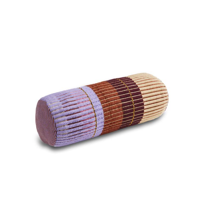 Chumbes cylinder cushion by Mae Engelgeer. 
Materials: 100% Cotton. 
Technique: Hand-woven in Colombia. 
Dimensions: W 60 x H 22 cm 
Available in colors: Lila/ brick/ gold/ terra. Also available in sizes: Small, large, and layer pillow.

The