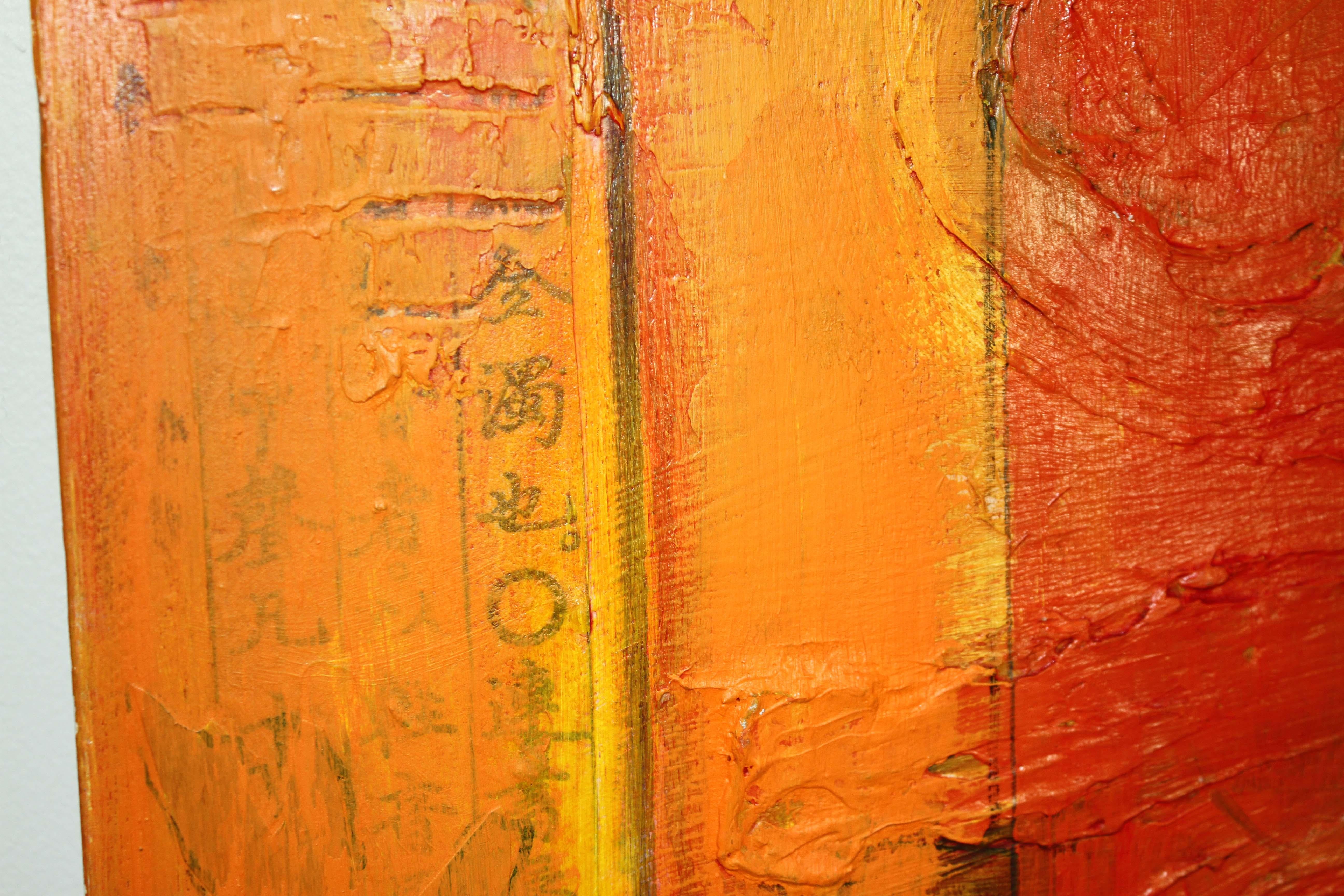 Chun Hui Pak the 4 Seasons Polyptych Mixed Media Painting on Wood Panels 2000s 2