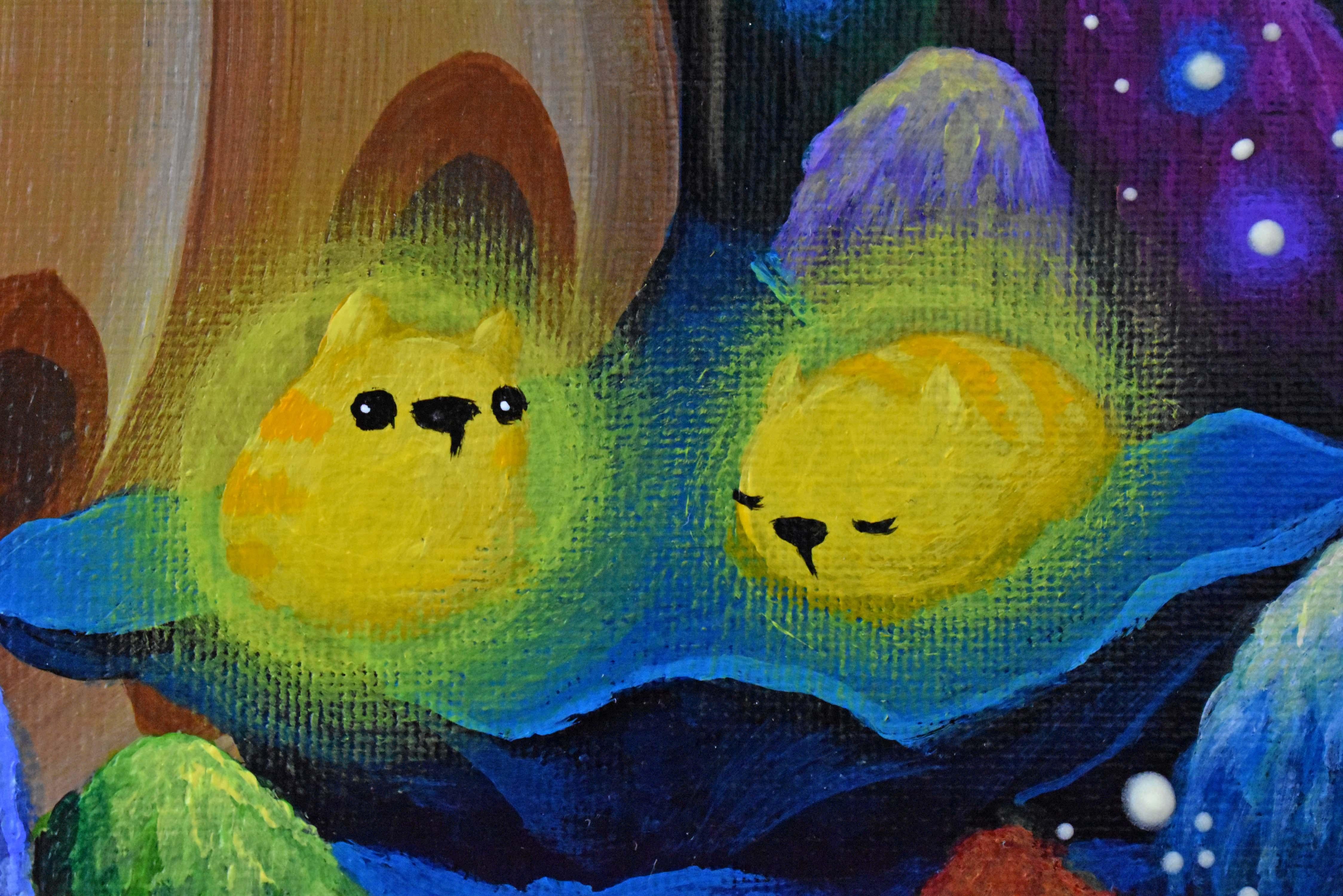 Budding Dream - Yu Yu exploring wonders with buddy Polar Bear - Pop Art Painting by Chun Yu
