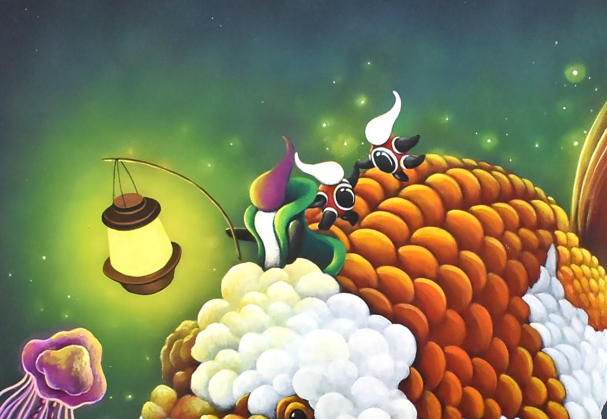 The Eternal Journey, Yu Yu reitet auf dem Goldfisch und hält eine Laterne zur Erkundung im Angebot 3