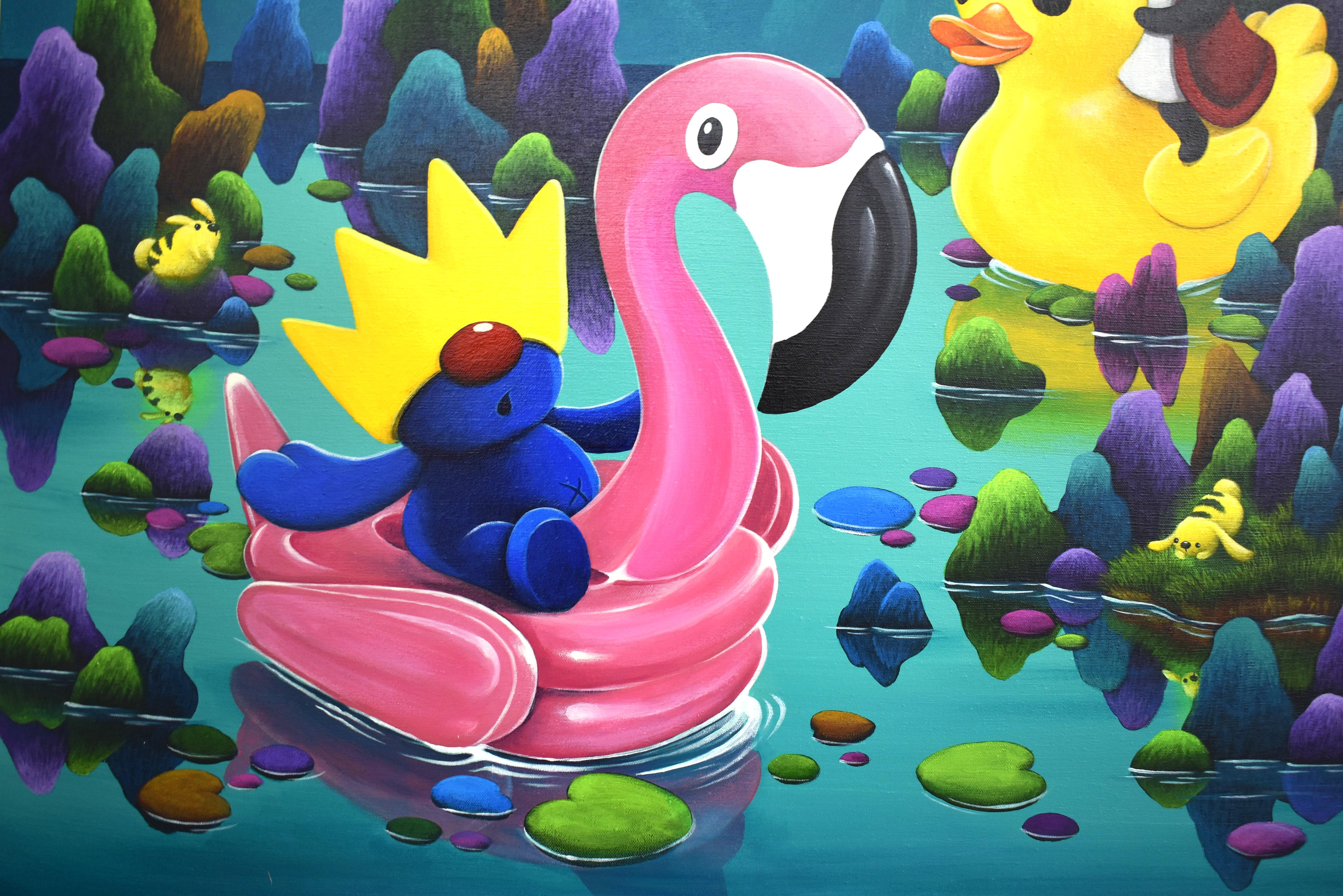 Pura delizia - Figurative Painting Blu di Chun Yu