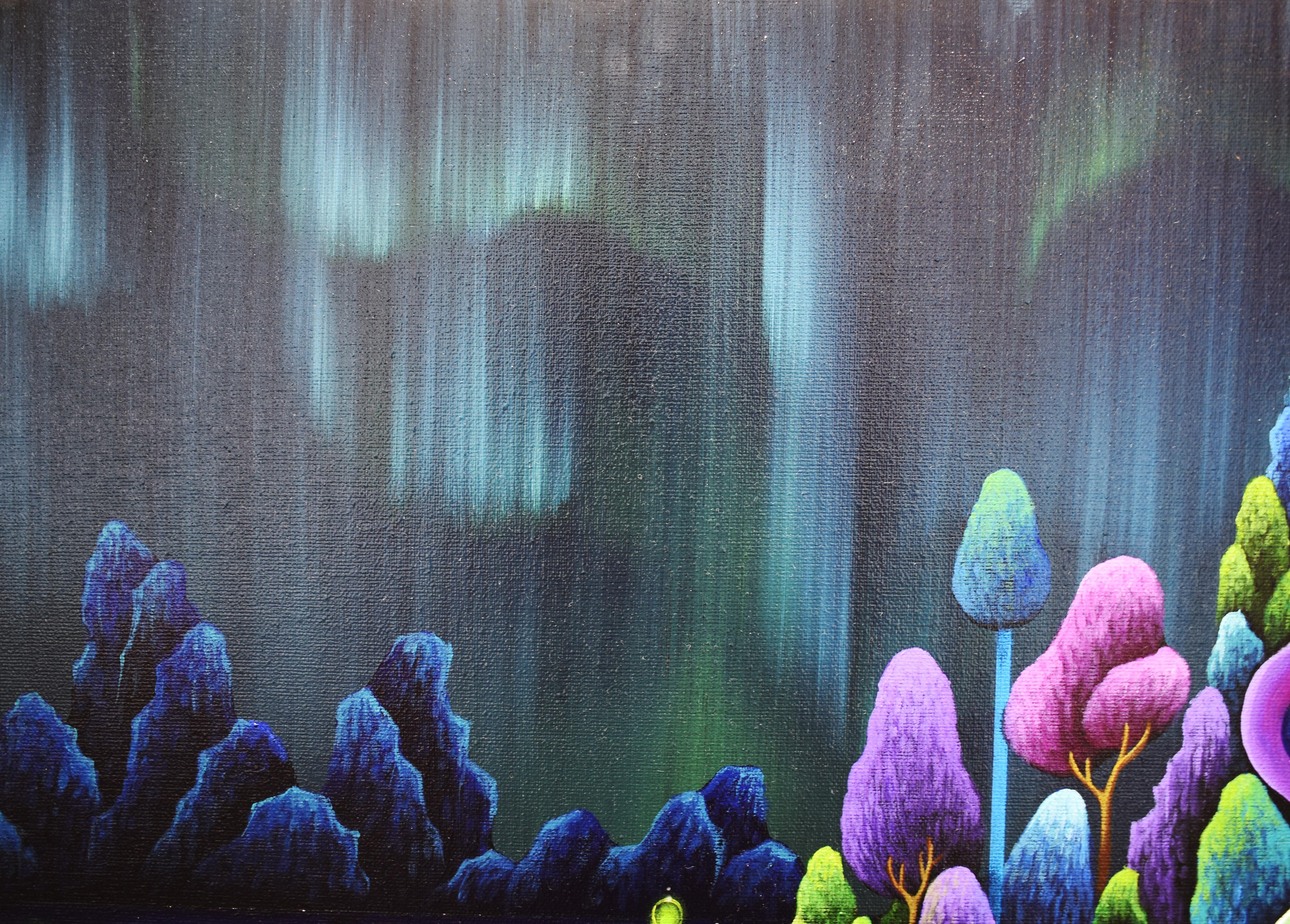 Artist statement
Warm light gleams faintly, 
Softly the verdure sings an unnamed nocturne, 
Humming their humble wishes quietly,
Reverberating with each other in the night.

About the artist
Chun-Yu emerges as a contemporary artist distinguished by