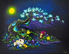Sérénité - Yu Yu & Ours polaire sous l'arbre au clair de lune 