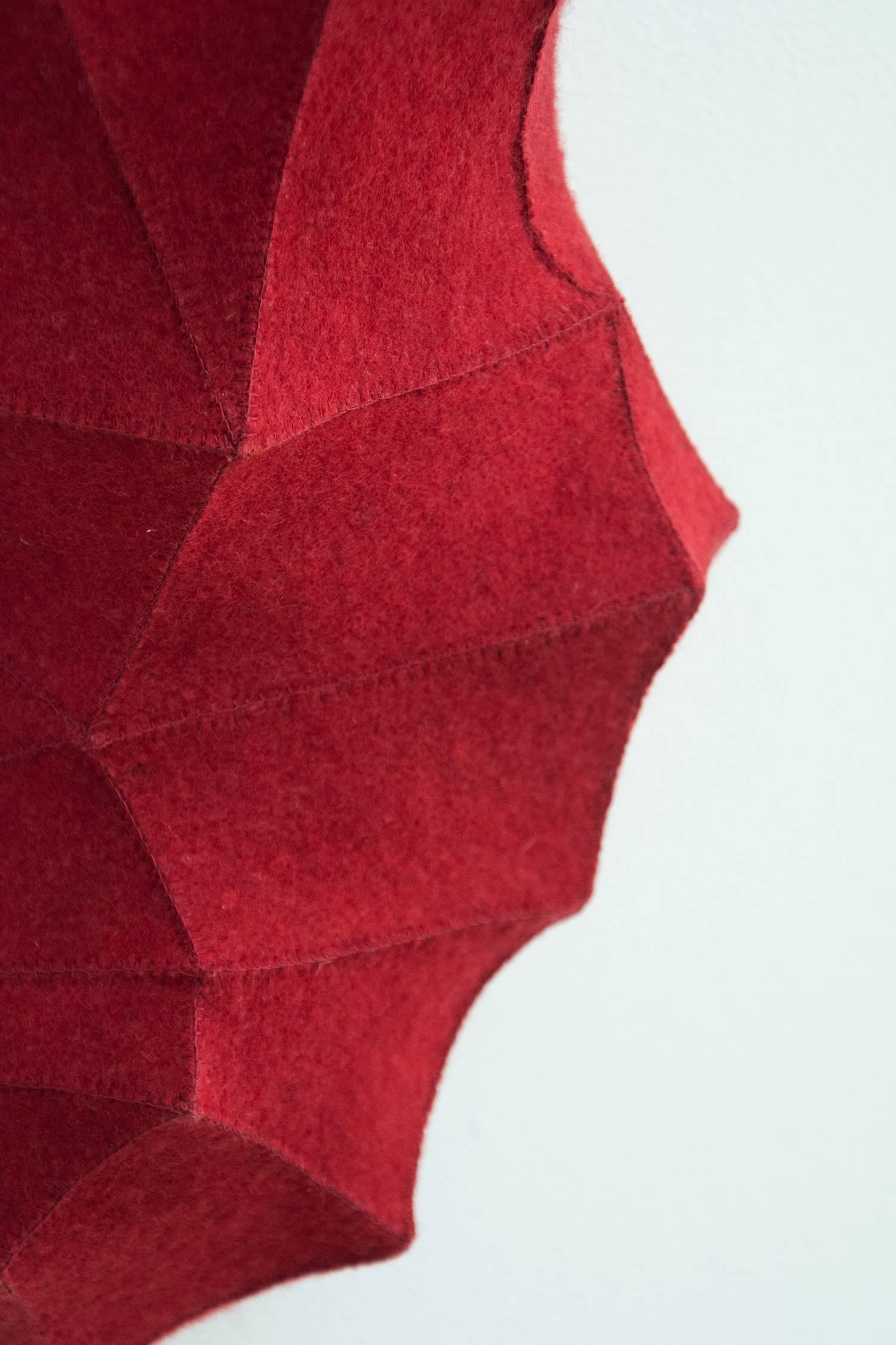 Faction - small, red, geometrical, 3D, felt, fabric, biomorphic, wall art - Abstract Sculpture by Chung-Im Kim