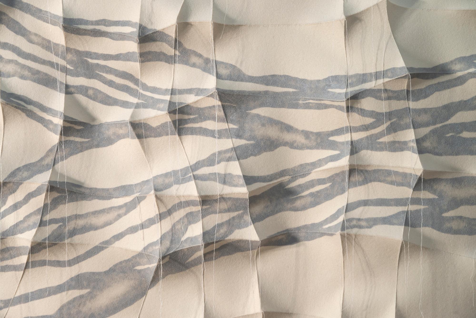 Gangmul - white, textured, biomorphic, abstract, industrial felt wall sculpture 6