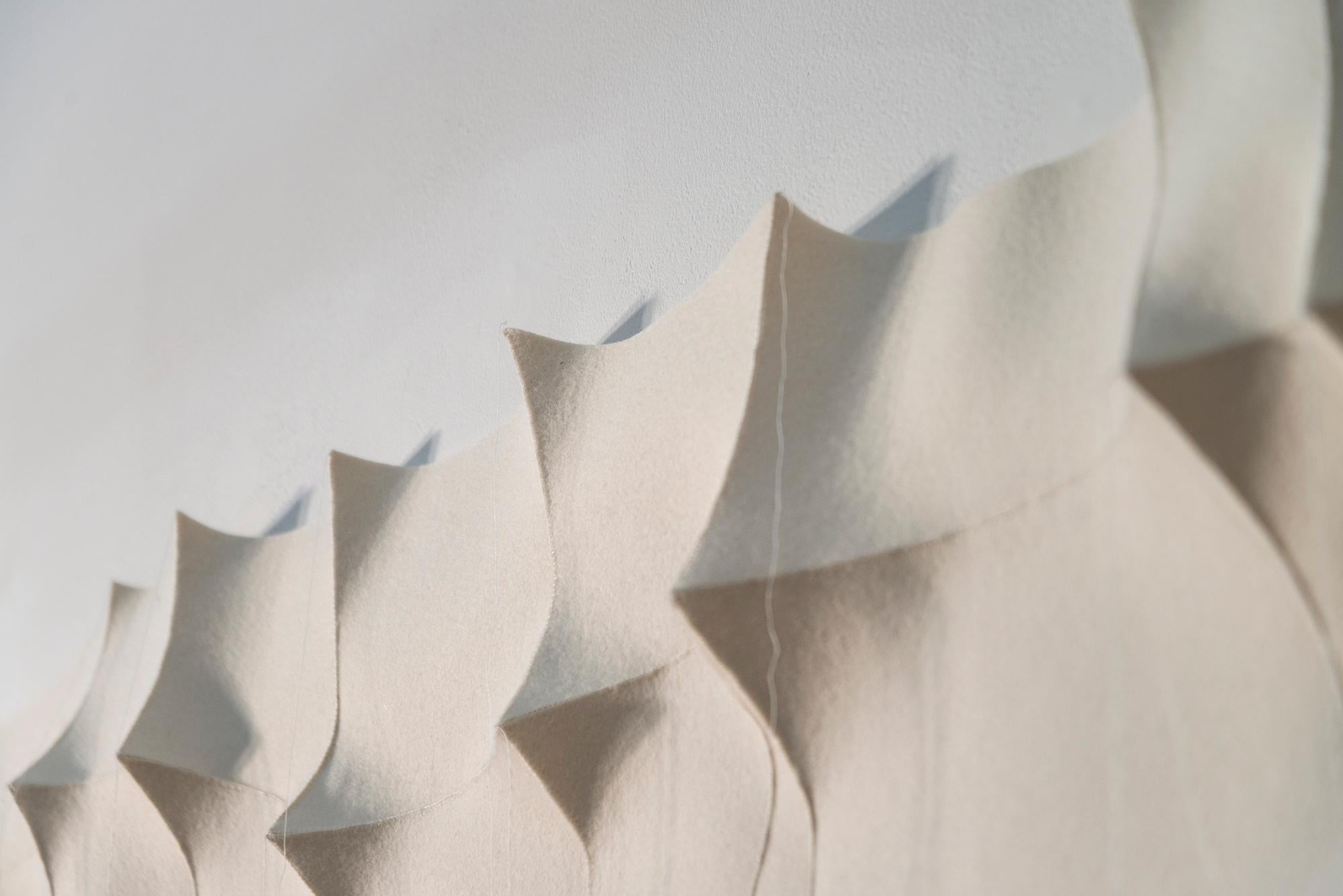 Gangmul - white, textured, biomorphic, abstract, industrial felt wall sculpture 8