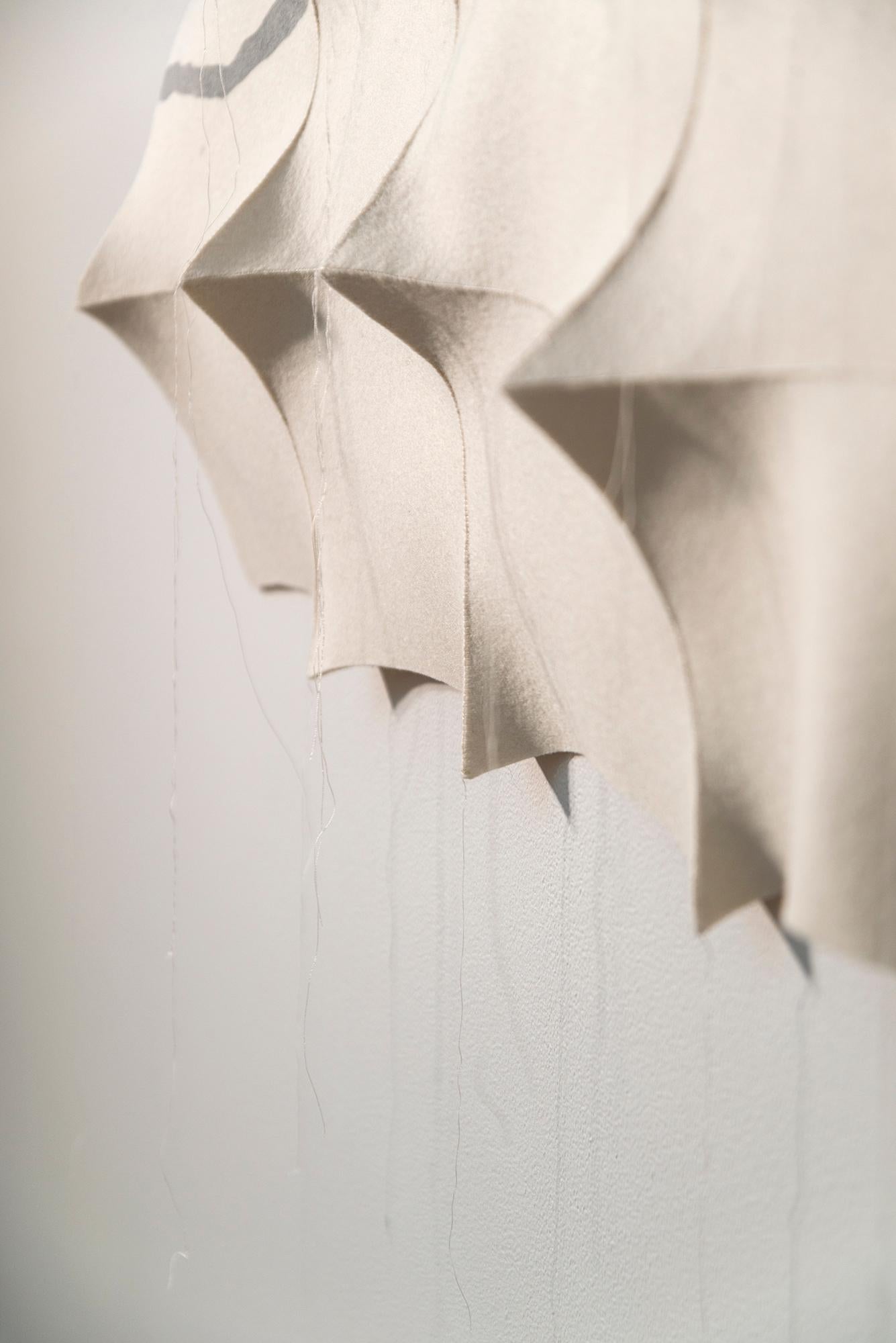 Gangmul - white, textured, biomorphic, abstract, industrial felt wall sculpture 2
