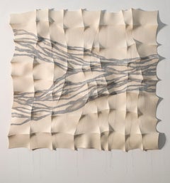 Gangmul - white, textured, biomorphic, abstract, industrial felt wall sculpture