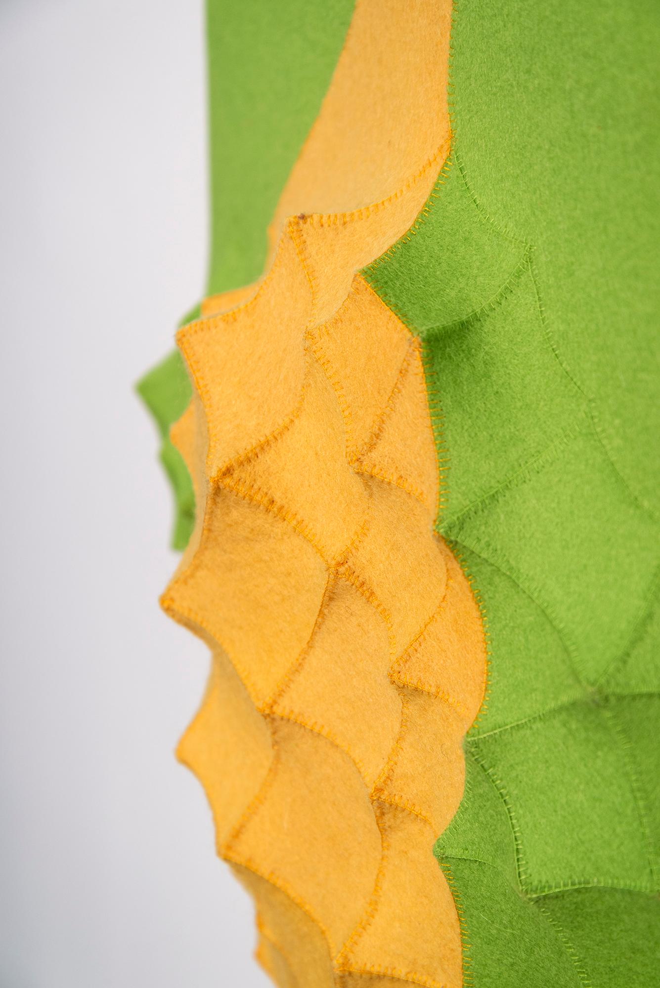 Hyang #1 - green, yellow, abstract, contemporary, industrial felt wall sculpture For Sale 4