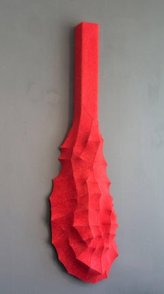 Jaru - crimson red, fabric, abstract, wall sculpture, hanging, textile