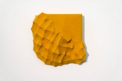 Mutation 6 - yellow, geometrical, 3D, biomorphic, abstract, fabric wall art
