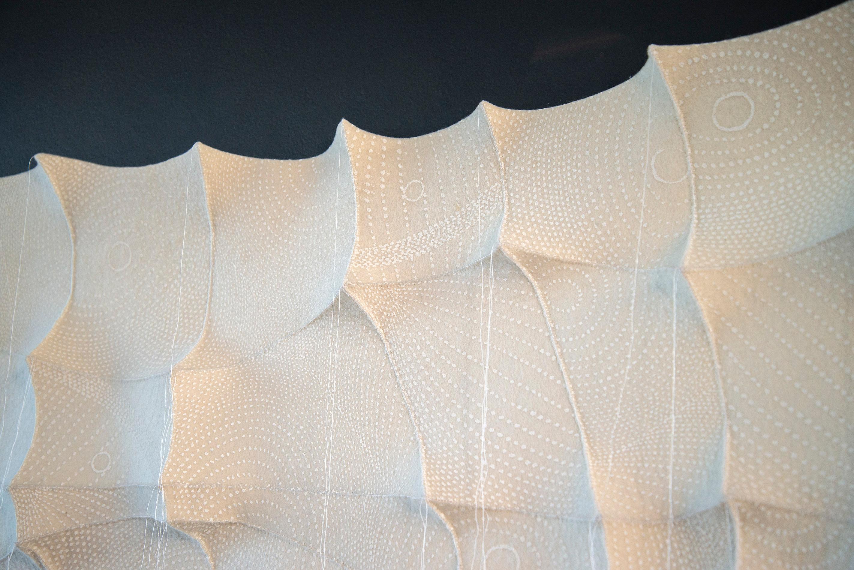 New Dawn - white, textured, biomorphic, abstract, industrial felt wall sculpture 6