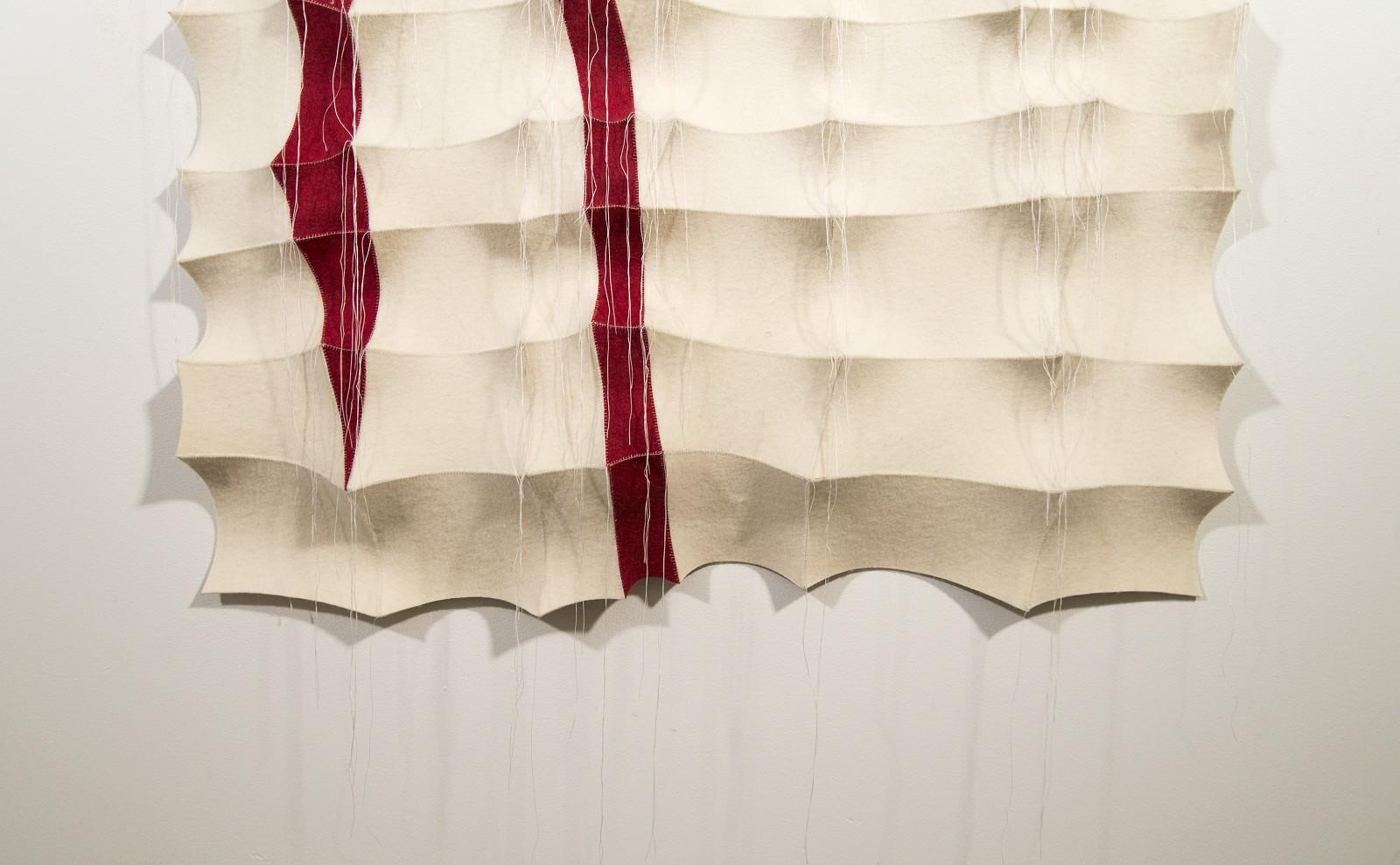 Tumsae No 7 - red, white, abstract, contemporary, industrial felt wall sculpture For Sale 3