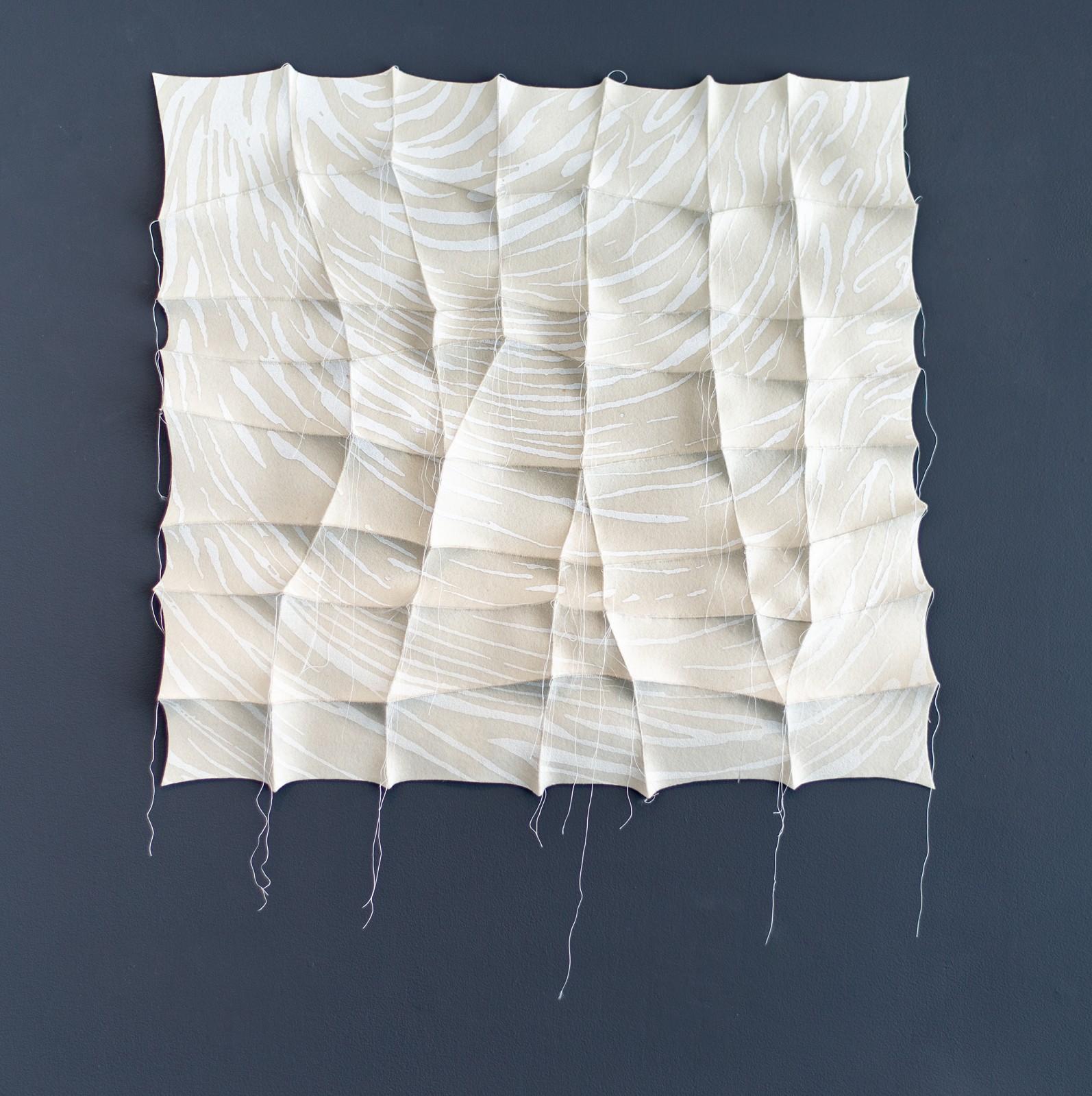 Chung-Im Kim Abstract Sculpture - White Sand 2 - pattern, wall hanging, 3D, felt, fabric, textile, tapestry