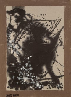 Chunjiu Wang Abstract Original Mixed Media "Crows"