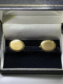 Gemelli da polso in oro giallo 14ct a forma di ovale grande, stile antico, in oro massiccio.