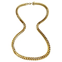 Vintage Chunky Monet Gold Flattened Curb Chain Link Necklace