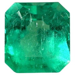 Chunky 2.14 Carat Apple Green Asscher Cut Colombian Emerald Gem - May Birthstone