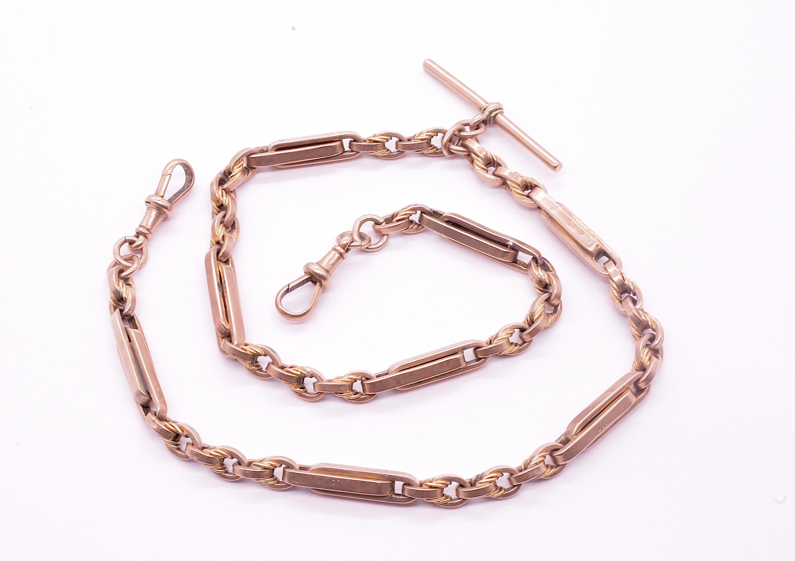 Chunky 9ct Double Fetter und Triple Love Knot Albert Kette, 18 Zoll, Chunky 5