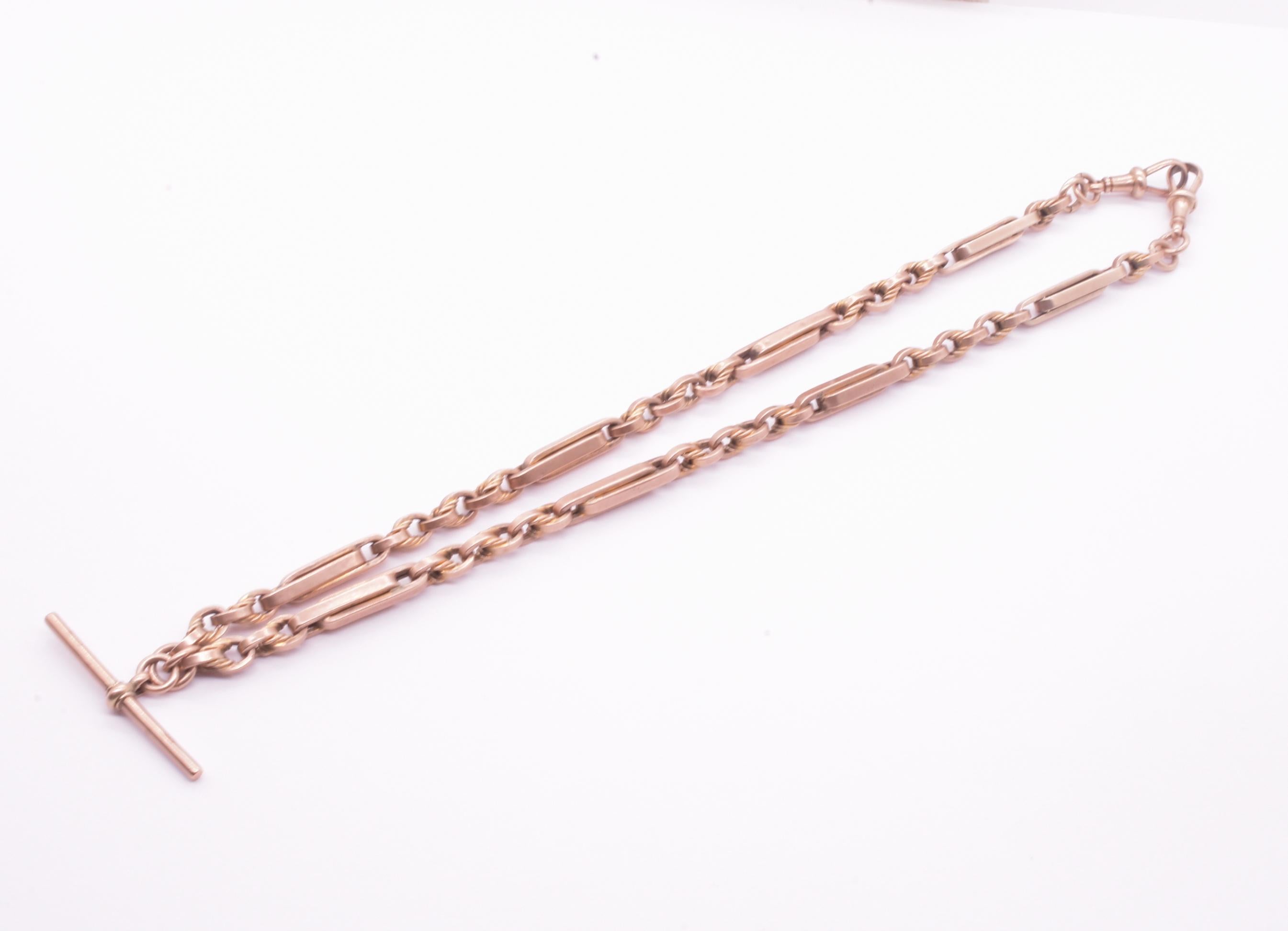 Chunky 9ct Double Fetter und Triple Love Knot Albert Kette, 18 Zoll, Chunky (Hochviktorianisch)