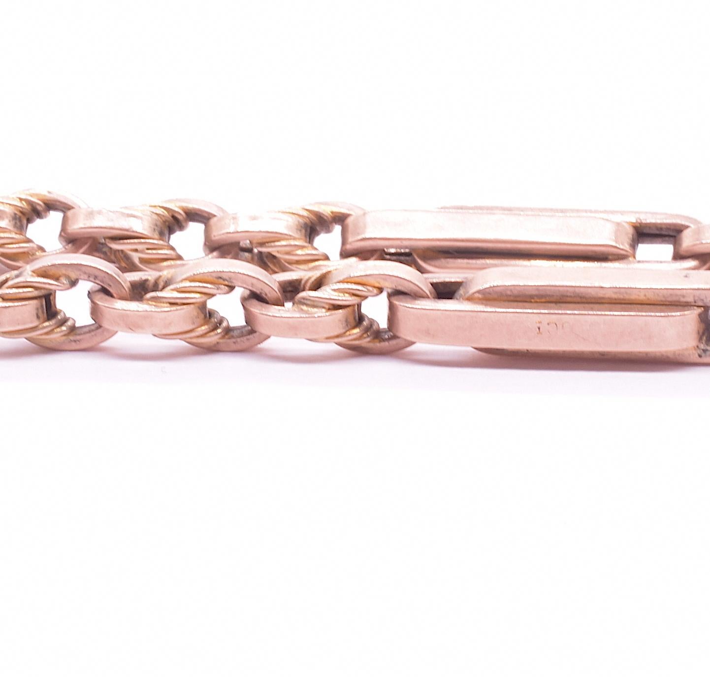 Chunky 9ct Double Fetter und Triple Love Knot Albert Kette, 18 Zoll, Chunky für Damen oder Herren