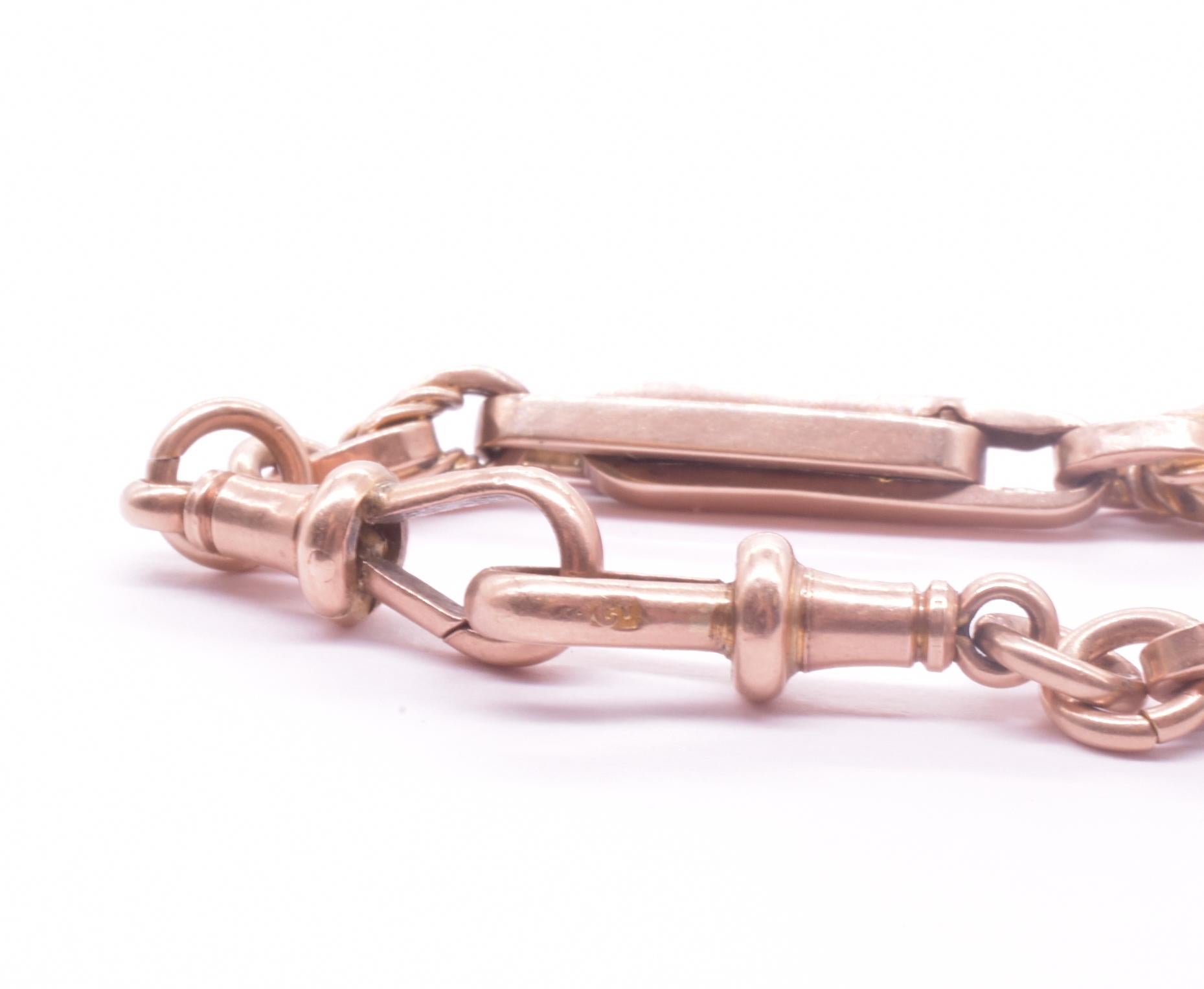 Chunky 9ct Double Fetter und Triple Love Knot Albert Kette, 18 Zoll, Chunky 3