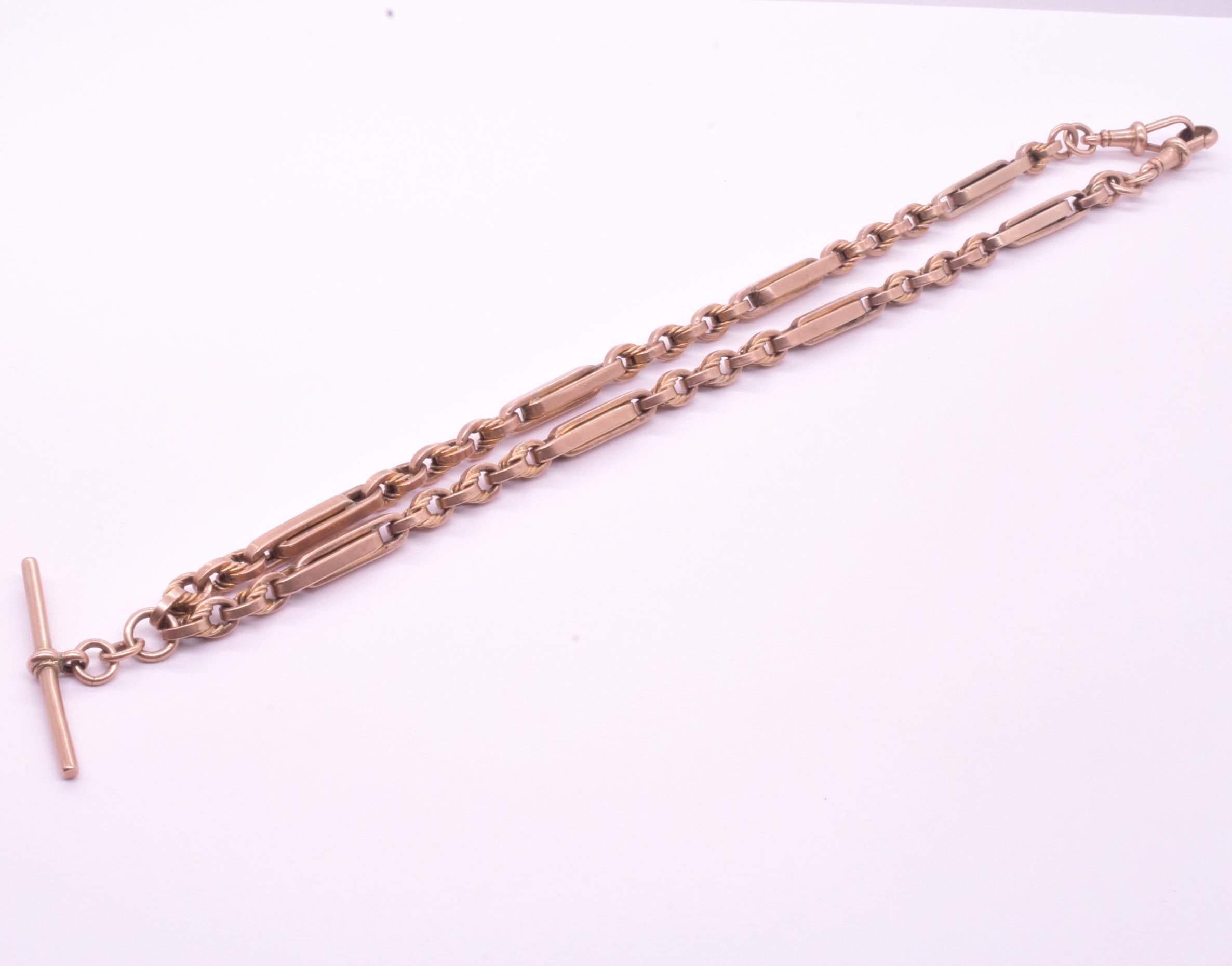 Chunky 9ct Double Fetter und Triple Love Knot Albert Kette, 18 Zoll, Chunky 4