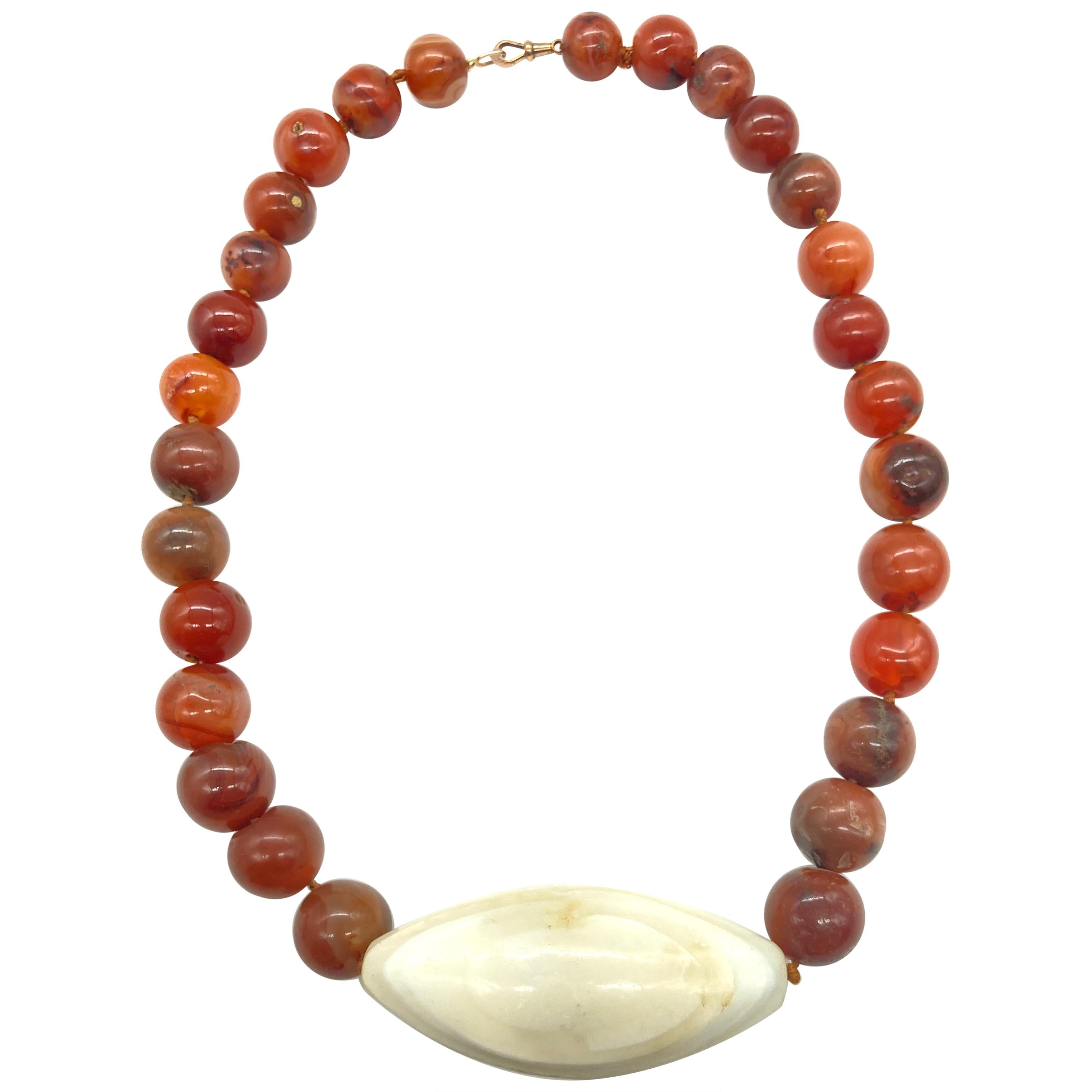 Chunky Agate & Jasper Bead Statement Necklace For Sale