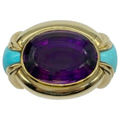 Chunky Amethyst and Turquoise Buckle