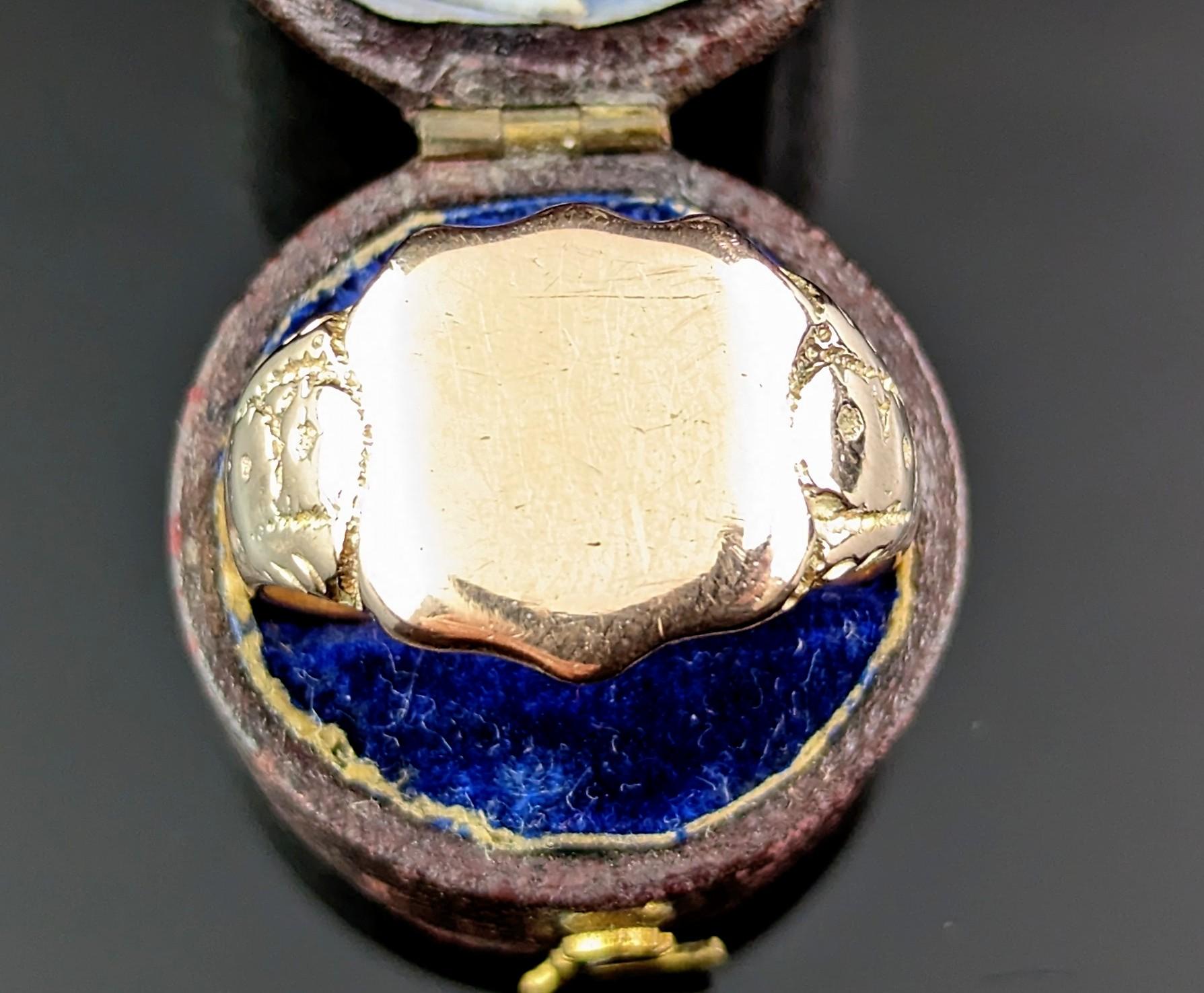 Superbe chevalière ancienne en or rose 9 carats, Art déco État moyen à NEWARK, GB