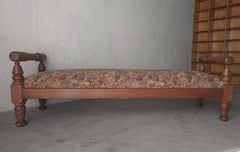 CHUNKY Antique French European Bench in Floral Tapestry
