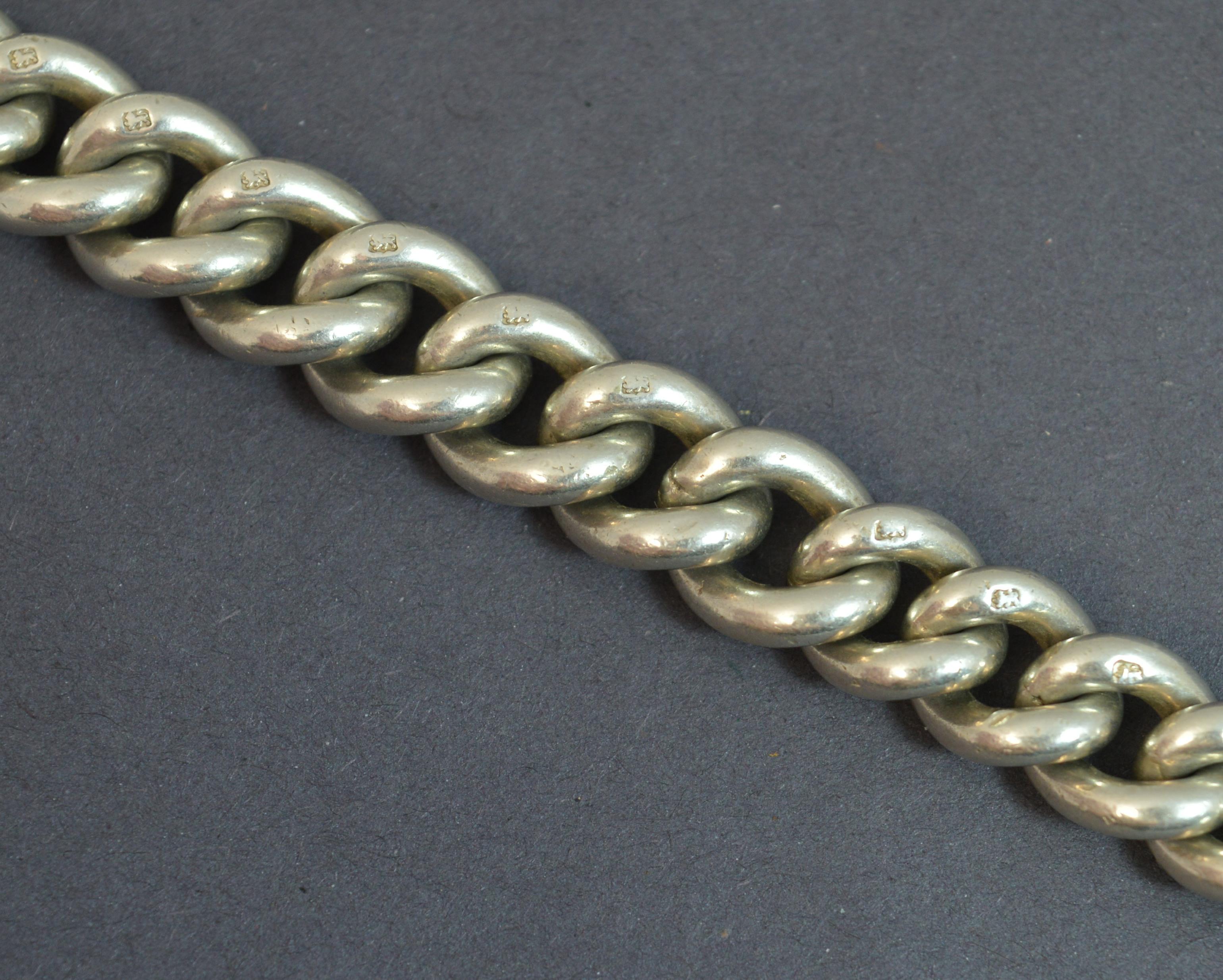 Chunky Antique Silver Albert Pocket Watch Chain In Excellent Condition In St Helens, GB
